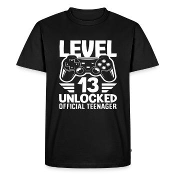 Le niveau 13 débloque l’anniversaire d’un adolescent - T-shirt Premium bio Homme - noir - Devant - Nico (187cm)