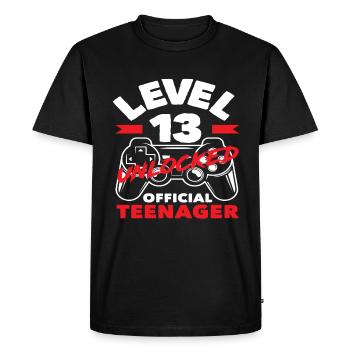 Niveau 13 Débloqué 13e anniversaire Adolescent - T-shirt Premium bio Homme - noir - Devant - Nico (187cm)