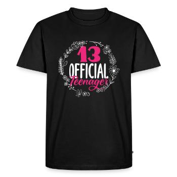 13e anniversaire Fleurs officielles pour adolescents - T-shirt Premium bio Homme - noir - Devant - Nico (187cm)