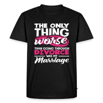 La seule chose pire qu’un divorce - T-shirt Premium bio Homme - noir - Devant - Nico (187cm)