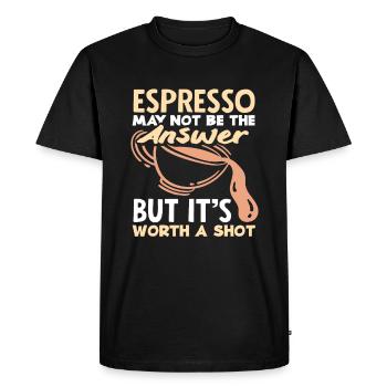 La réponse de l’espresso des amateurs de café en vaut la peine - T-shirt Premium bio Homme - noir - Devant - Nico (187cm)