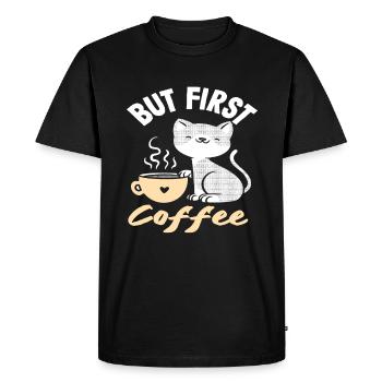 Chat amateur de café - Mais d'abord le café - T-shirt Premium bio Homme - noir - Devant - Nico (187cm)