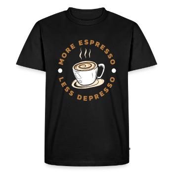 Plus d’espresso Moins d’amateurs de café Depresso - T-shirt Premium bio Homme - noir - Devant - Nico (187cm)