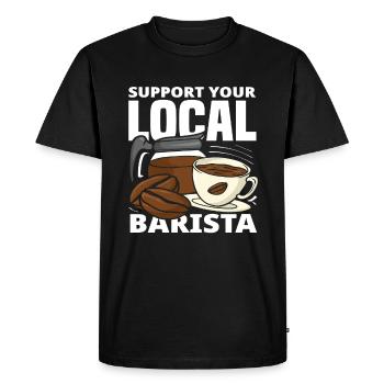 Support your local Coffee Lover Barista - Men's Premium Organic T-Shirt - black - Front - Nico (187cm)