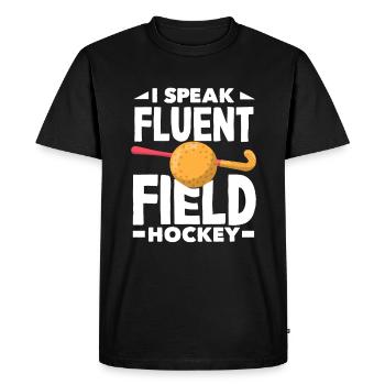 Je parle couramment les joueurs de hockey sur gazon - T-shirt Premium bio Homme - noir - Devant - Nico (187cm)