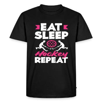 Joueur de hockey sur gazon Manger dormir Hockey Répéter - T-shirt Premium bio Homme - noir - Devant - Nico (187cm)