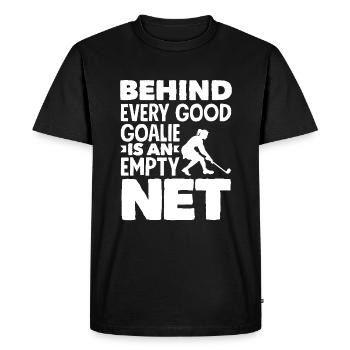 Derrière chaque bon gardien de but but vide hockey sur gazon - T-shirt Premium bio Homme - noir - Devant - Nico (187cm)