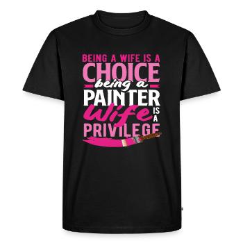 Femme Peintre Décision Privilège - T-shirt Premium bio Homme - noir - Devant - Nico (187cm)