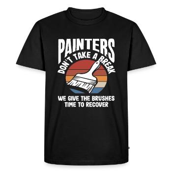 Painters give the brushes breaks - Men's Premium Organic T-Shirt - black - Front - Nico (187cm)