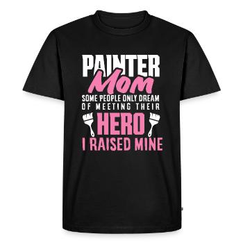 Peintre Maman Héroïne J’ai élevé le mien - T-shirt Premium bio Homme - noir - Devant - Nico (187cm)