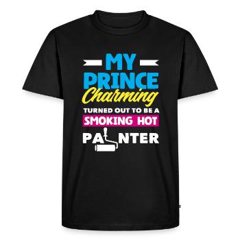 My Prince Charming is a hot painter - Men's Premium Organic T-Shirt - black - Front - Nico (187cm)