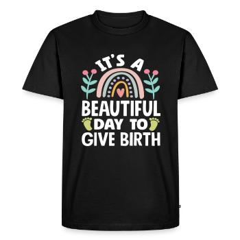 Midwife Beautiful day to give birth - Men's Premium Organic T-Shirt - black - Front - Nico (187cm)