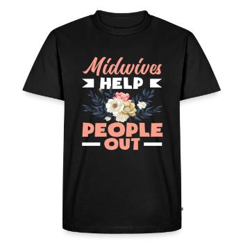 Midwives help people out - Men's Premium Organic T-Shirt - black - Front - Nico (187cm)