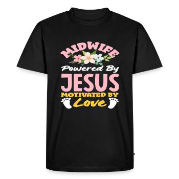 Midwife Driven by Jesus Love - Men's Premium Organic T-Shirt - black - Front - Nico (187cm)