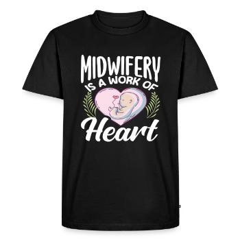 Midwife Heart Work Baby Love - Men's Premium Organic T-Shirt - black - Front - Nico (187cm)