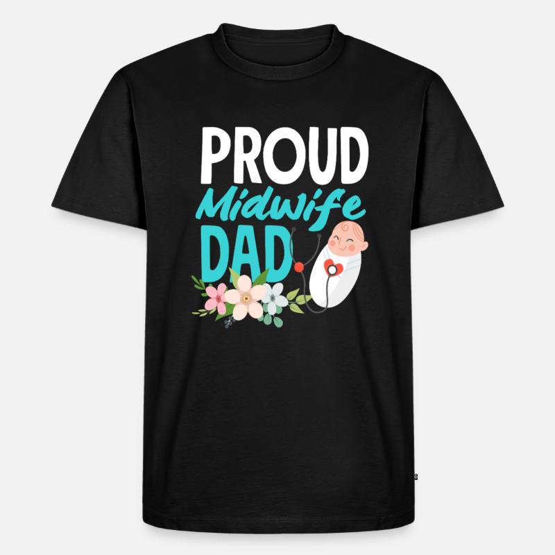 Stolzer Hebamme Papa - Männer Premium Bio T-Shirt - Schwarz