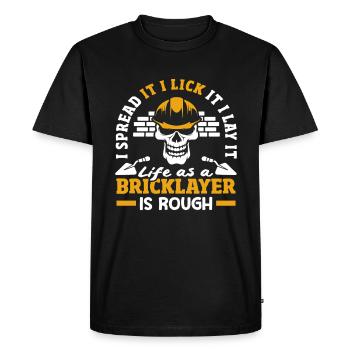 Mason Life Is Rough Skull Humor - Men's Premium Organic T-Shirt - black - Front - Nico (187cm)