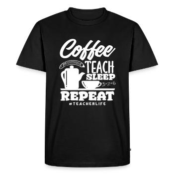 Enseignant de l’école primaire Café Enseigner Dormir Répéter - T-shirt Premium bio Homme - noir - Devant - Nico (187cm)