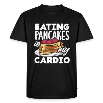 Eating pancakes is my cardio - Men's Premium Organic T-Shirt - black - Front - Nico (187cm)