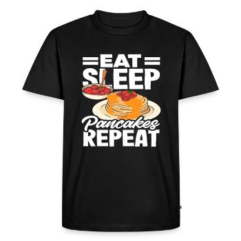 Manger des crêpes pour dormir Répéter le petit-déjeuner - T-shirt Premium bio Homme - noir - Devant - Nico (187cm)