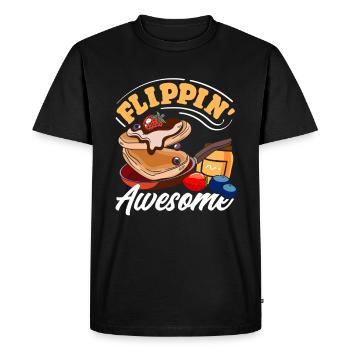 Enjoy Flippin' Awesome Pancakes - Men's Premium Organic T-Shirt - black - Front - Nico (187cm)