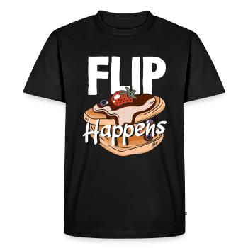 Pancakes Flip Happens Amusant Petit déjeuner - T-shirt Premium bio Homme - noir - Devant - Nico (187cm)