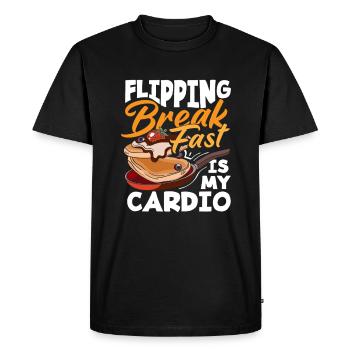 Le petit-déjeuner est mon cardio - T-shirt Premium bio Homme - noir - Devant - Nico (187cm)