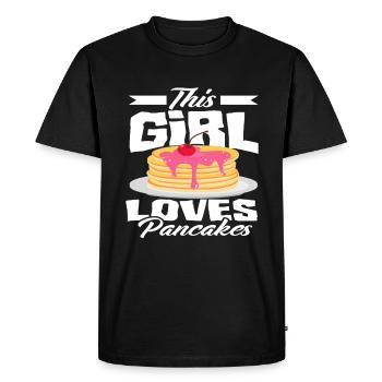 Cette fille aime les crêpes Petit-déjeuner - T-shirt Premium bio Homme - noir - Devant - Nico (187cm)