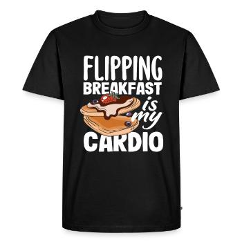 Les crêpes qui retournent le petit-déjeuner sont mon cardio - T-shirt Premium bio Homme - noir - Devant - Nico (187cm)