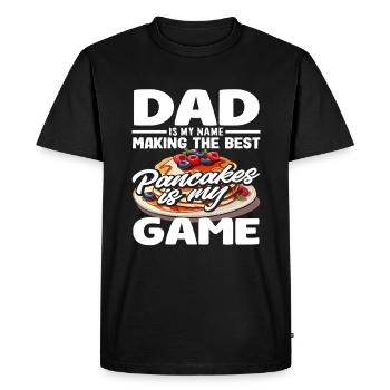 Pancakes are my game for dads - Men's Premium Organic T-Shirt - black - Front - Nico (187cm)