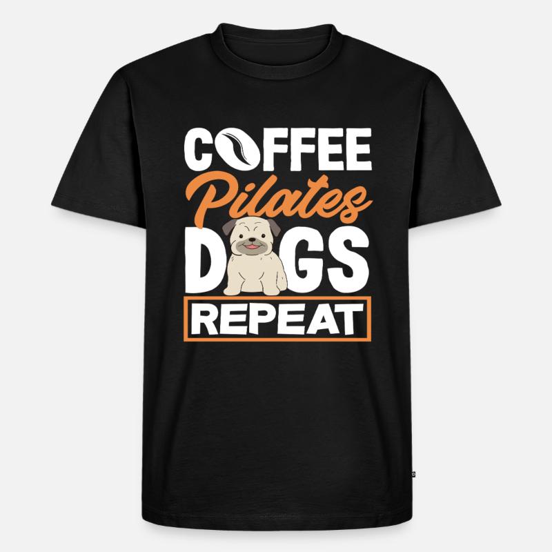 Pilates Café Chiens Répéter - T-shirt Premium bio Homme - noir