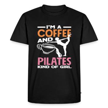 Amoureuse de Pilates et de café - T-shirt Premium bio Homme - noir - Devant - Nico (187cm)