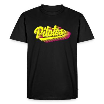 Pilates retro style for fitness fans - Men's Premium Organic T-Shirt - black - Front - Nico (187cm)