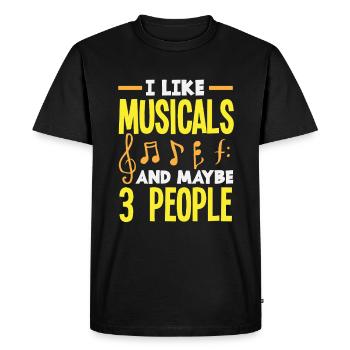 J’aime les comédies musicales et peut-être les comédies musicales pour 3 personnes - T-shirt Premium bio Homme - noir - Devant - Nico (187cm)
