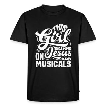 Cette fille aime Jésus et les comédies musicales - T-shirt Premium bio Homme - noir - Devant - Nico (187cm)