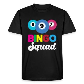 Bingo Squad pour les joueurs de bingo - T-shirt Premium bio Homme - noir - Devant - Nico (187cm)