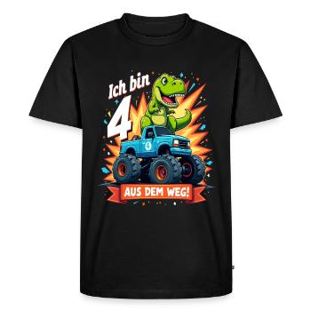 Dinosaur 4th Birthday Monster Truck - Men's Premium Organic T-Shirt - black - Front - Nico (187cm)