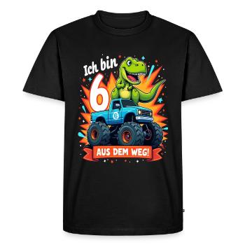 Dinosaur 6th Birthday Monster Truck - Men's Premium Organic T-Shirt - black - Front - Nico (187cm)