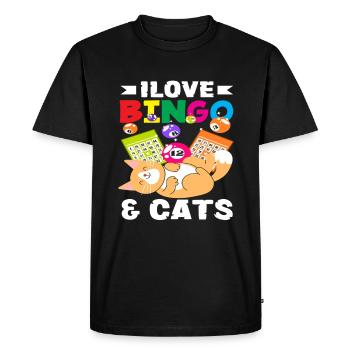 Les joueurs de bingo adorent les chats et le bingo - T-shirt Premium bio Homme - noir - Devant - Nico (187cm)