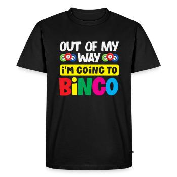 Joueurs de bingo en route pour le bingo - T-shirt Premium bio Homme - noir - Devant - Nico (187cm)