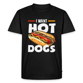 Amateur de hot-dogs Je veux des hot-dogs - T-shirt Premium bio Homme - noir - Devant - Nico (187cm)