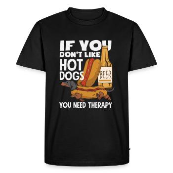 Hot Dog Lover Therapy Humor - Men's Premium Organic T-Shirt - black - Front - Nico (187cm)