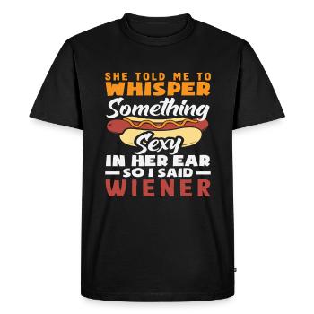 Amateur de hot-dogs Citation viennoise drôle - T-shirt Premium bio Homme - noir - Devant - Nico (187cm)
