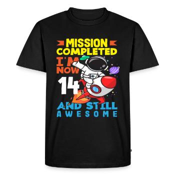 Mission accomplished I'm now 14 and still great - Men's Premium Organic T-Shirt - black - Front - Nico (187cm)