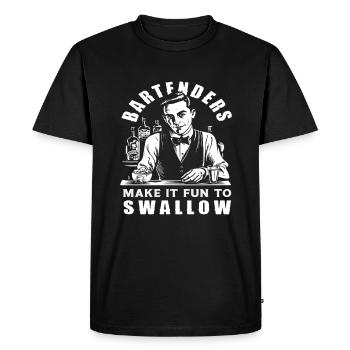 Bartenders make it fun to swallow - Men's Premium Organic T-Shirt - black - Front - Nico (187cm)