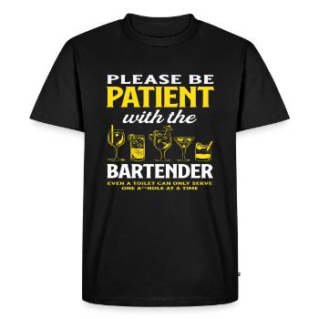 Please be patient with the bartender - Men's Premium Organic T-Shirt - black - Front - Nico (187cm)