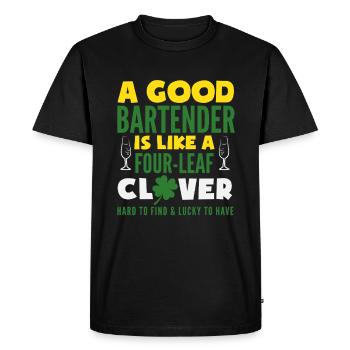 A good bartender is a lucky clover - Men's Premium Organic T-Shirt - black - Front - Nico (187cm)