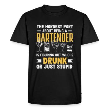 Bartender Challenge Who is drunk or - Men's Premium Organic T-Shirt - black - Front - Nico (187cm)