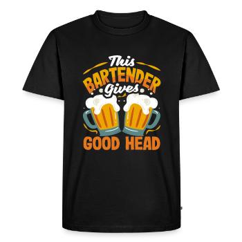 This bartender gives good foam - Men's Premium Organic T-Shirt - black - Front - Nico (187cm)
