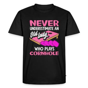Cornhole Lover Vieille dame - T-shirt Premium bio Homme - noir - Devant - Nico (187cm)